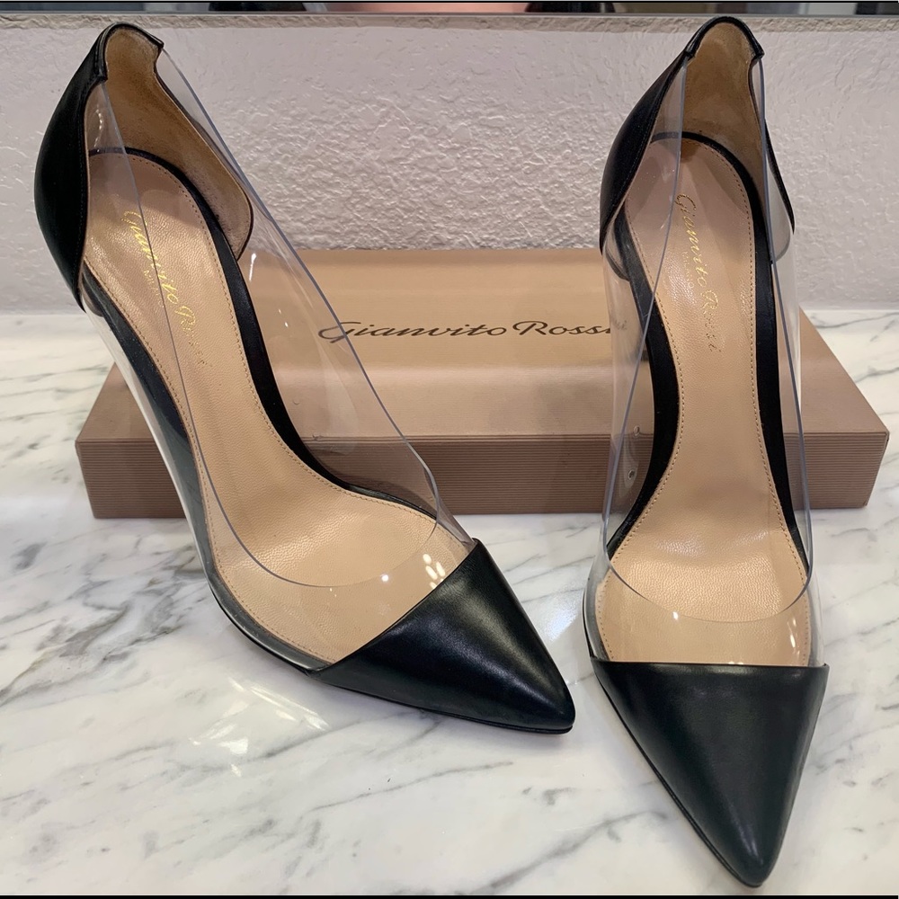 Gianvito Rossi Plexi 85 clear PVC leather pumps 38